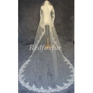 /Redfoxfur Light ivory Lace cathedral veil, wedding veil, lace bridal veil, wedding headpiece, cathedral wedding veil, the cathedral veil