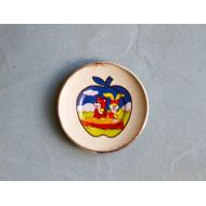 /MeangleanAlchemist Miniature Enamelware Plate Dish - Vintage Enamelware Plate - Dolls House Miniature