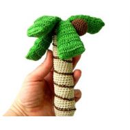 HomeToysByGalatova Baby rattle crochet palm tree, new baby gifts, organic baby teething toys, baby shower gift, first birthday gift for kids, eco friendly toys
