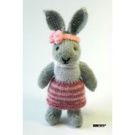 /HomeToysByGalatova First Valentines day gift for her, Hand knitted bunny toy, Handmade grey rabbit, First birthday gifts for girl, Happy Valentines day gift