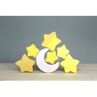 /AtelierSaintCerf Wooden moon and stars, space, babys room decoration