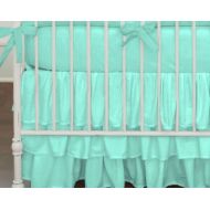 CarouselDesignsShop Girl Baby Crib Bedding: Girl Crib Bedding - Solid Teal Triple-Tier  Ruffled Crib Skirt and Sheet Set by Carousel Designs