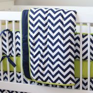 CarouselDesignsShop Baby Boy Crib Bedding: Navy and Citron Zig Zag Crib Comforter by Carousel Designs