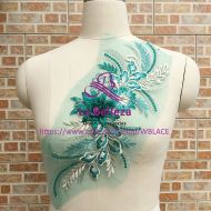 WBLACE 5pieces/lot Good quality 3D flowers with rhinestone patches wedding dress/DIY dance dress accessories applique 36cm*16cm