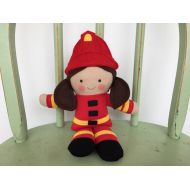 /AButtonAndAStitch Little Girl Firefighter Rag Doll, Perfect for Imaginative Play!