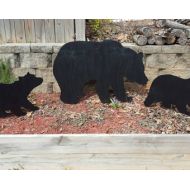 WoodChicDesigns Yard shadow art silhouette Mama bear and cubs