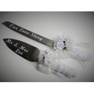 /TheMomentWedding Cake and Knife Serving Set, Wedding Serving Set, White Cake and Knife Serving Set, Custom Cake and Knife Serving Set, PERSONALIZED