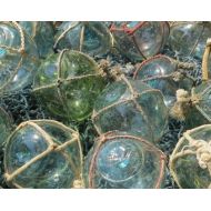 SeaByond Vintage Japanese Glass FLOATS 2 Lot of 125 NETTED Ocean Fishing Decor Authentic Artisan Blue-Green Aqua Shades Lake Beach Pool Tiki Bridal