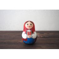 /Nordfolk Hand Painted Matryoshka Roly Poly Doll. Norwegian Traditional Costume.