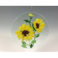 Richmondglassworks Sunflower Suncatcher, Fused Glass, Large Sun catcher