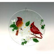 /Richmondglassworks Cardinal Suncatcher, Cardinal Window Hanging, Fused Glass