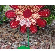FlowerPowerShowers Red Daisy Metal Flower Garden Stake, Garden Art, Yard Art, Gift for Mom, Garden Decorations, Housewares, Painted Flower Decorations, Flowers