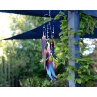 GalaxiaMetal Metal Wind Chimes Stainless Steel Rainbow Decorative Eucalypt Leaf - with bling!