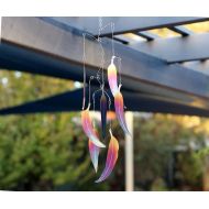 GalaxiaMetal Metal Wind Chimes Stainless Steel Rainbow Coloured Decorative Eucalypt Leaf