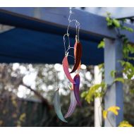 GalaxiaMetal Stainless steel rainbow coloured decorative eucalypt leaf wind chime
