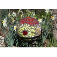 FlowerFloozyDesigns Mosaic Gazing Ball, Garden Art Gazing Ball, Upcycled Garden Art, Sculpture, Gift for Gardeners, Stained glass, Garden Sphere, Garden orb