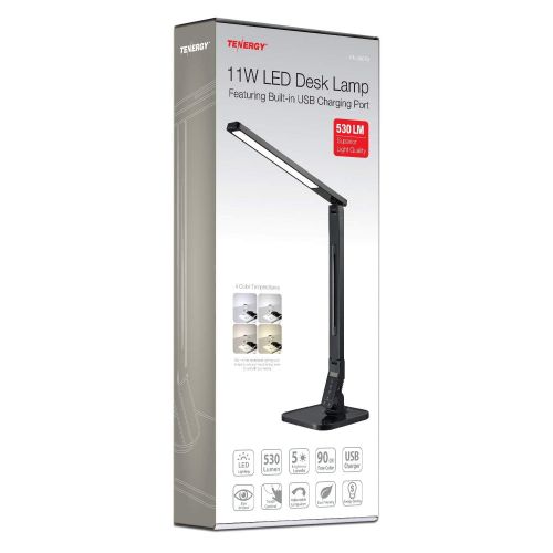  Tenergy 11W Dimmable Desk Lamp with USB Charging Port, LED Adjustable Lighting for Reading, 5 Brightness Levels 4 Light Colors Table Light