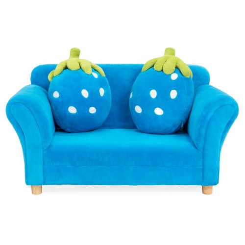  Best Choice Products Kids Living Room Armrest Sofa Chair Lounge Set w 2 Cushions - Blue