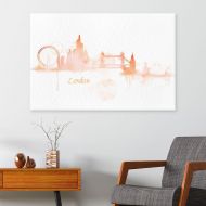 Wall26 wall26 Canvas Wall Art - Impressionism Watercolor Style City Landscape of London - Giclee Print Gallery Wrap Modern Home Decor Ready to Hang - 32x48 inches