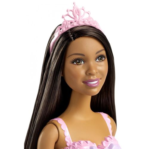 바비 Barbie Princess Doll with Brunette Hair & Shimmery Pink Skirt