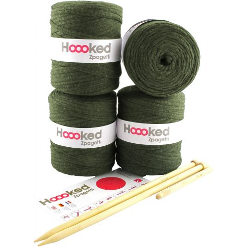  Hoooked Knit & Crochet Pouf Kit WZpagetti Yarn-Vineyard Green