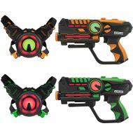 Armogear Infrared Laser Tag Guns and Vests - Laser Battle Game - Pack Set of 2 - Infrared 0.9mW Green & Orange