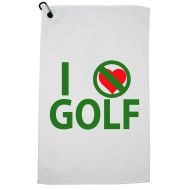 Hollywood Thread I Dont Love Golf - Green Heart Hate Golf Golf Towel with Carabiner Clip