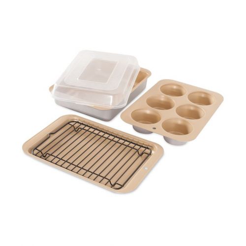  Nordicware Nordic Ware Nonstick Compact Ovenware 5 Pc Bake Set, 8.5L x 6.5W x 1.63H and 8.5L x 6.5 W x 0.625H Broiler Set and 6 - 2 cup muffin pan