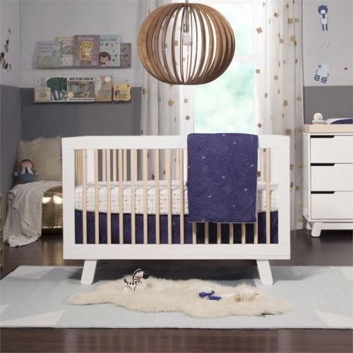  Babyletto Hudson 3-in-1 Convertible Crib in White and Washed natural