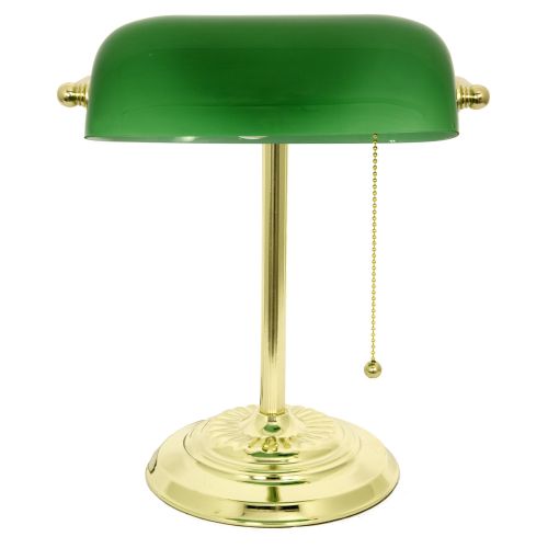  Lightaccents LightAccents Metal Bankers Desk Lamp Glass Shade (Brass)