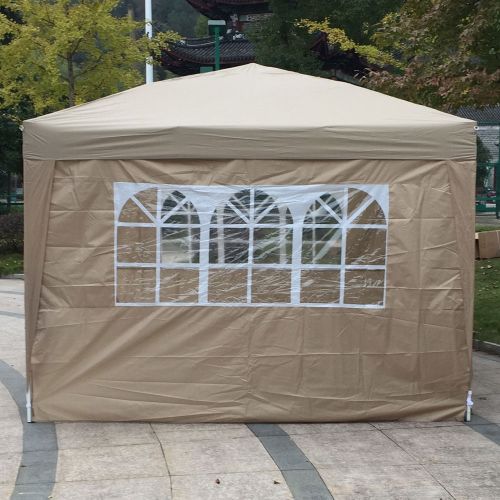  Zimtown Easy Pop Up Tent Party Canopy Gazebo with 4 Walls 10 x 10 Outdoor Khaki