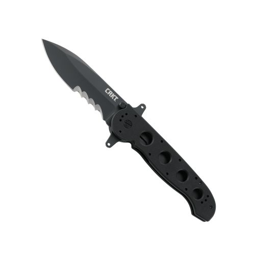  CRKT M21 - 14SFG Special Forces Folding Knife with 3.875 in Black Blade with Triple Point Serrations and Black G10 Handle with Locking Liner