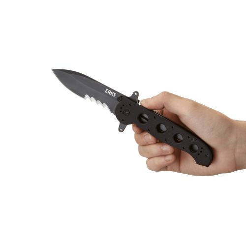  CRKT M21 - 14SFG Special Forces Folding Knife with 3.875 in Black Blade with Triple Point Serrations and Black G10 Handle with Locking Liner