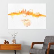 Wall26 wall26 Canvas Wall Art - Impressionism Watercolor Style City Landscape of Stockholm - Giclee Print Gallery Wrap Modern Home Decor Ready to Hang - 16x24 inches