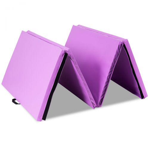  Gymax 4x10x2 Portable Gymnastic Mat Thick Folding Gym Fitness Exercise Mat Purple