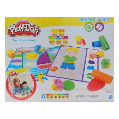  Play-Doh Shape & Learn Textures & Tools Set with 6 Cans of Dough & 10+ Tools