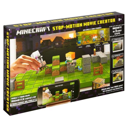  Minecraft Stop-Motion Movie Creator Set with 4 Mini-Figures & Props
