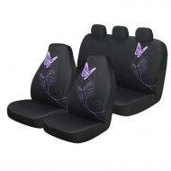 Who-Rae Auto Drive Black and Purple Butterfly 3-Piece Seat Cover Kit
