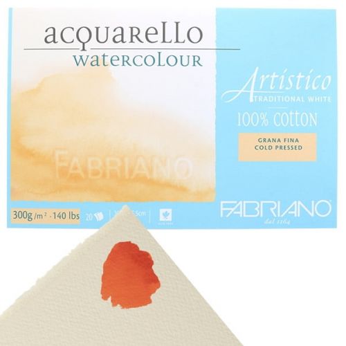  Fabriano Artistico 140 lb. Cold Press 20 Sheet Block 12x18 - Traditional White