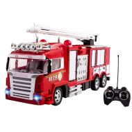 Vokodo RC Fire Truck Rescue Engine Remote Control Large Kids Toy Fully Functional With Extendable Ladder Music and Flashing Lights Rechargeable Battery Perfect Firetruck Toys for Children