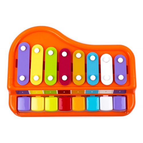  Toysery 2 In 1 Piano Xylophone for Kids, Educational Musical Instruments Toyset for Babies, Toddlers Preschoolers, 8 Key Scales in Clear and Crisp Tones with Music Cards Songbook