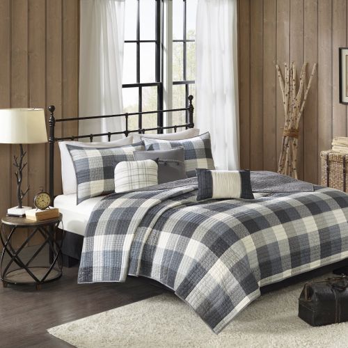 Home Essence Warren 6 Piece Herringbone Quilted Coverlet Bedding Set with Decorative Pillows