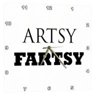 3dRose ARTSY FARTSY, BLACK TEXT ON WHITE BACKGROUND, Wall Clock, 10 by 10-inch