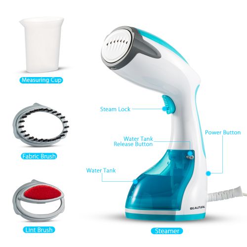  Beautural Garment Steamer Handheld Iron Clothes Steamer Portable Home and Travel Fabric Small Steamer 35s Heat Up with 260ml Removable Water Tank Vertically Horizontally Steam