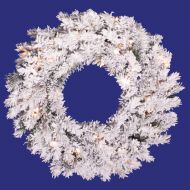 Vickerman 24 Pre-Lit Flocked Alaskan Pine Artificial Christmas Wreath - Clear Dura Lights