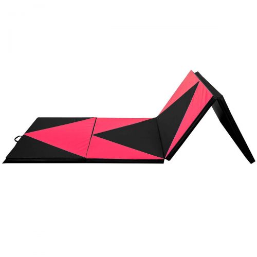 코스트웨이 Costway 4x10x2 Gymnastics Mat Folding Panel Thick Gym Fitness Exercise PinkBlack