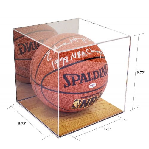  Better Display Cases Deluxe Acrylic Basketball Display Case with Simulated Wood Floor and Mirror (A008-WB)