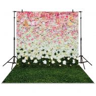 GreenDecor Polyster 5x7ft Photography Backdrop flowers wall lawn interior grass wedding background props photocall photobooth Photo studio