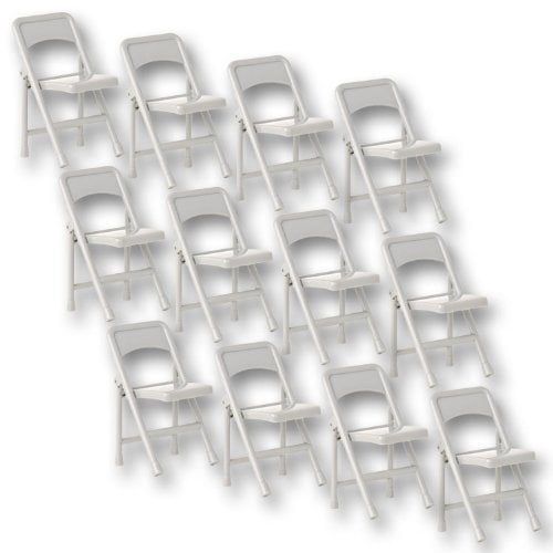  Toys Set of 12 Gray Plastic Toy Folding Chairs for WWE Wrestling Action Figures