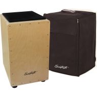 Sawtooth Birch Wood Cajon with Padded Seat Cushion and Carry Bag